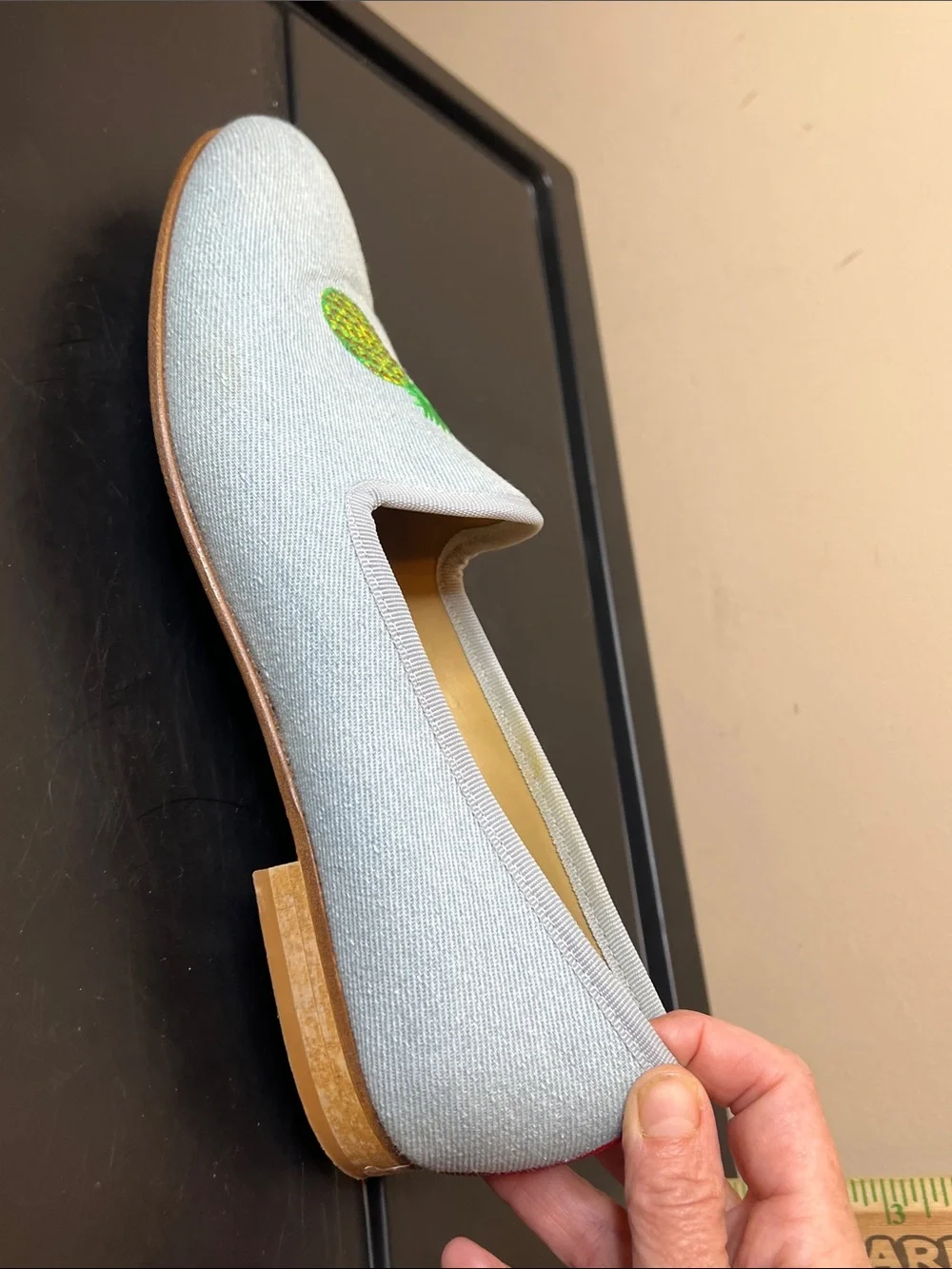 Deluc Light Gray Pineapple Embroidered Slip-On Loafers